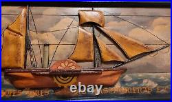 Vintage Mid 20th Century Hand Carved/Painted Advertising Sign- Ships Stores 1851