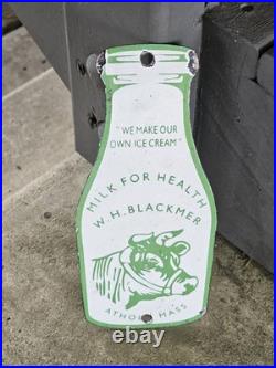 Vintage Milk For Health W. H Blackmer Original Porcelain Sign 8 X 3.5