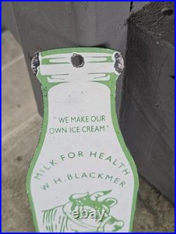 Vintage Milk For Health W. H Blackmer Original Porcelain Sign 8 X 3.5