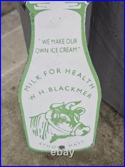 Vintage Milk For Health W. H Blackmer Original Porcelain Sign 8 X 3.5