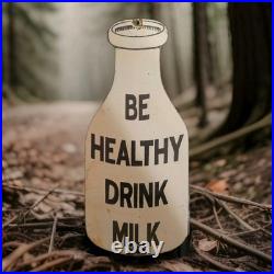 Vintage Milk Pocelain Sign Mayfield Borden Dairy Cheese Be Healthy Gas Oil USA