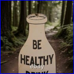 Vintage Milk Pocelain Sign Mayfield Borden Dairy Cheese Be Healthy Gas Oil USA