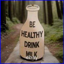 Vintage Milk Pocelain Sign Mayfield Borden Dairy Cheese Be Healthy Gas Oil USA