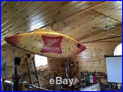 Vintage Miller High Life Fishing Lure Beer Advertising Sign Very Cool & Rare