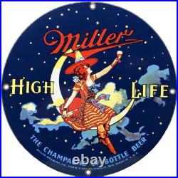 Vintage Millr High Life Beer Porcelain Sign Gas Station Oil Liquor Store Bottle