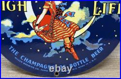 Vintage Millr High Life Beer Porcelain Sign Gas Station Oil Liquor Store Bottle