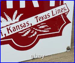 Vintage Missouri Kansas Texas Lines Porcelain Sign Train Station Gas Oil Railway Vintage Missouri Kansas Texas Lines Porcelain Sign Train Station Gas Oil Railway