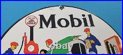 Vintage Mobil Gasoline Porcelain Gargoyle Gas Oil Filling Service Station Sign