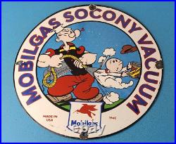 Vintage Mobil Gasoline Porcelain Gas Oil Vacuum Service Popeye Pegasus Sign