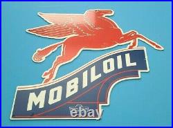 Vintage Mobil Gasoline Porcelain Large Service Station Pump Plate Pegasus Sign