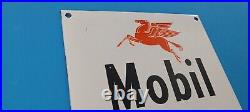 Vintage Mobil Gasoline Porcelain Pegasus Battery Service Station Auto Pump Sign