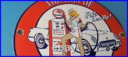 Vintage Mobil Gasoline Porcelain Pegasus Friendly Service Gas Motor Oil Sign