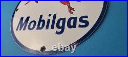 Vintage Mobil Gasoline Porcelain Pegasus Mobilgas Oil Service Station Pump Sign