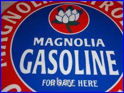 Vintage Mobil Magnolia Petroleum Co 11 3/4 Porcelain Metal Gasoline & Oil Sign