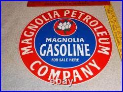 Vintage Mobil Magnolia Petroleum Co 11 3/4 Porcelain Metal Gasoline & Oil Sign
