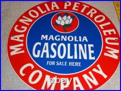 Vintage Mobil Magnolia Petroleum Co 11 3/4 Porcelain Metal Gasoline & Oil Sign