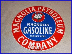 Vintage Mobil Magnolia Petroleum Co 11 3/4 Porcelain Metal Gasoline & Oil Sign