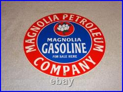 Vintage Mobil Magnolia Petroleum Co 11 3/4 Porcelain Metal Gasoline & Oil Sign