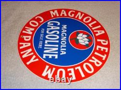 Vintage Mobil Magnolia Petroleum Co 11 3/4 Porcelain Metal Gasoline & Oil Sign