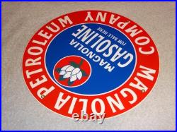 Vintage Mobil Magnolia Petroleum Co 11 3/4 Porcelain Metal Gasoline & Oil Sign