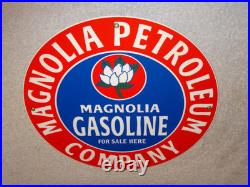 Vintage Mobil Magnolia Petroleum Co 11 3/4 Porcelain Metal Gasoline & Oil Sign