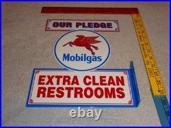 Vintage Mobil Mobilgas Clean Restrooms Pegasus 12 X10 Gasoline Oil Flange Sign