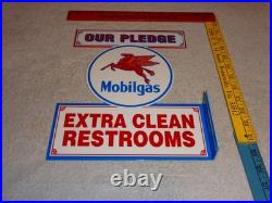 Vintage Mobil Mobilgas Clean Restrooms Pegasus 12 X10 Gasoline Oil Flange Sign Vintage Mobil Mobilgas Clean Restrooms Pegasus 12 X10 Gasoline Oil Flange Sign