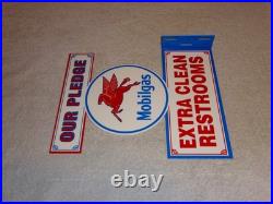 Vintage Mobil Mobilgas Clean Restrooms Pegasus 12 X10 Gasoline Oil Flange Sign