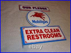 Vintage Mobil Mobilgas Clean Restrooms Pegasus 12 X10 Gasoline Oil Flange Sign