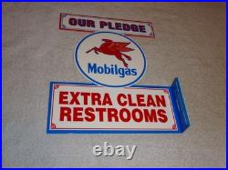 Vintage Mobil Mobilgas Clean Restrooms Pegasus 12 X10 Gasoline Oil Flange Sign