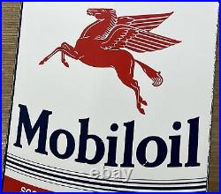 Vintage Mobil Motor Oil Can Porcelain Sign Gas Station Mobiloil Peggy Socony