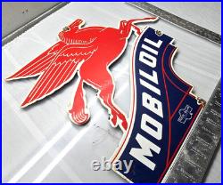 Vintage Mobil OIL Gasoline Sign Pegasus Motor Oil Gas Pump Porcelain Large Sign