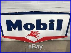 Vintage Mobil Oil 1956 Double Side Gas Porcelain Sign