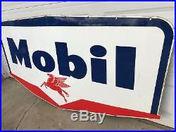 Vintage Mobil Oil 1956 Double Side Gas Porcelain Sign