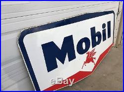 Vintage Mobil Oil 1956 Double Side Gas Porcelain Sign