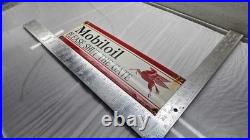 Vintage Mobil Oil Pegasus Gasoline Sign Motor Oil Gas Pump Porcelain Large Sign