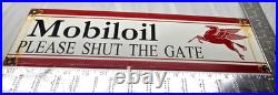 Vintage Mobil Oil Pegasus Gasoline Sign Motor Oil Gas Pump Porcelain Large Sign