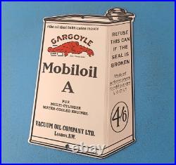 Vintage Mobil Porcelain Gasoline Service Station Gargoyle Quart Oil Can Sign
