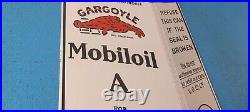 Vintage Mobil Porcelain Gasoline Service Station Gargoyle Quart Oil Can Sign