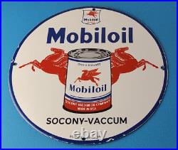 Vintage Mobil Sign Pegasus Mobiloil Socony Gas Oil Pump Service Porcelain Sign