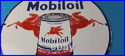 Vintage Mobil Sign Pegasus Mobiloil Socony Gas Oil Pump Service Porcelain Sign