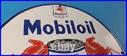 Vintage Mobil Sign Pegasus Mobiloil Socony Gas Oil Pump Service Porcelain Sign