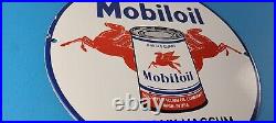 Vintage Mobil Sign Pegasus Mobiloil Socony Gas Oil Pump Service Porcelain Sign