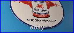 Vintage Mobil Sign Pegasus Mobiloil Socony Gas Oil Pump Service Porcelain Sign