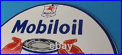 Vintage Mobil Sign Pegasus Mobiloil Socony Gas Oil Pump Service Porcelain Sign