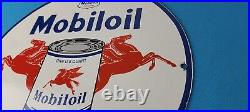 Vintage Mobil Sign Pegasus Mobiloil Socony Gas Oil Pump Service Porcelain Sign