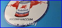 Vintage Mobil Sign Pegasus Mobiloil Socony Gas Oil Pump Service Porcelain Sign