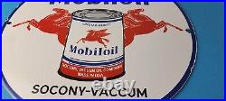 Vintage Mobil Sign Pegasus Mobiloil Socony Gas Oil Pump Service Porcelain Sign