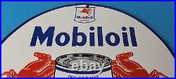 Vintage Mobil Sign Pegasus Mobiloil Socony Gas Oil Pump Service Porcelain Sign