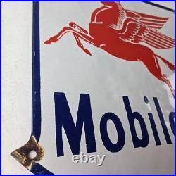 Vintage Mobil gas Sign Gasoline Advertisement Motor Oil Pump Porcelain Sign